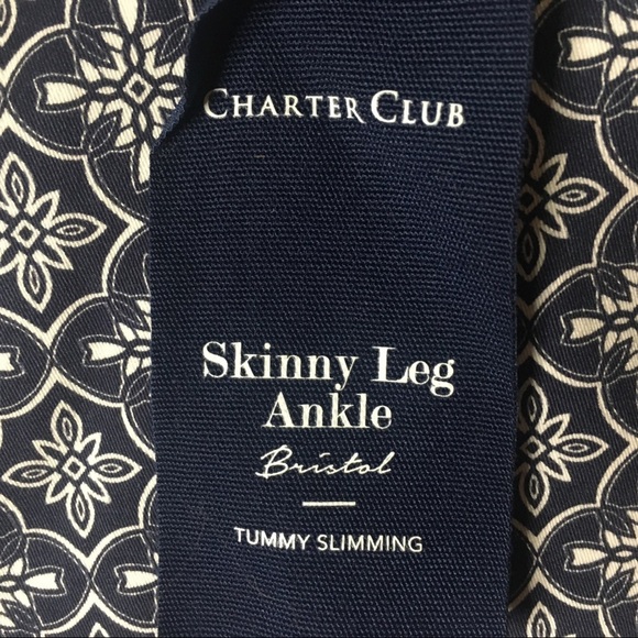 Charter Club Bristol Paisley Blue White High Rise Skinny Leg Ankle Jeans 12 - Picture 8 of 13